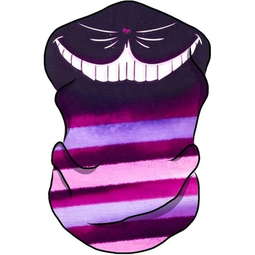 Plur Vision Seamless Bandana Gaitor Buff Face Mask - Cheshire Cat - Black Light
